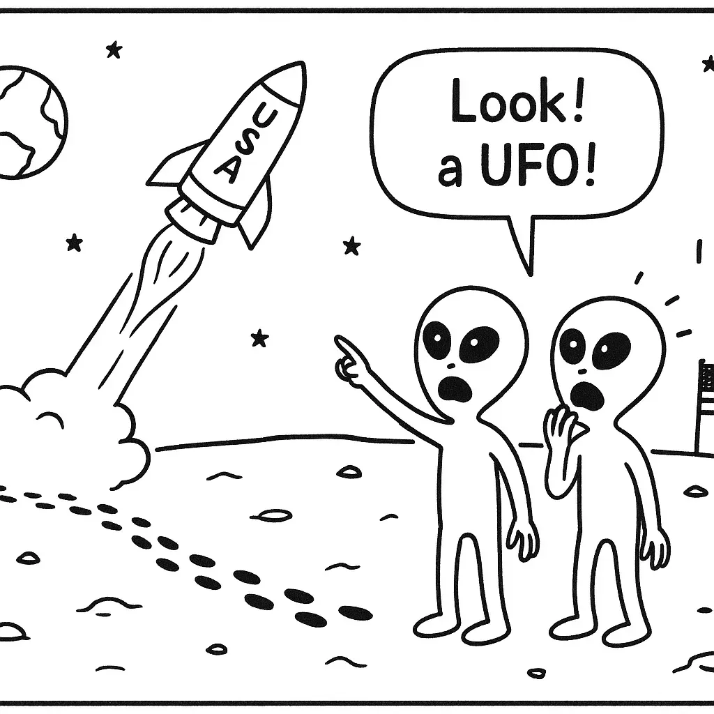 Aliens point at a NASA rocket and call it a UFO